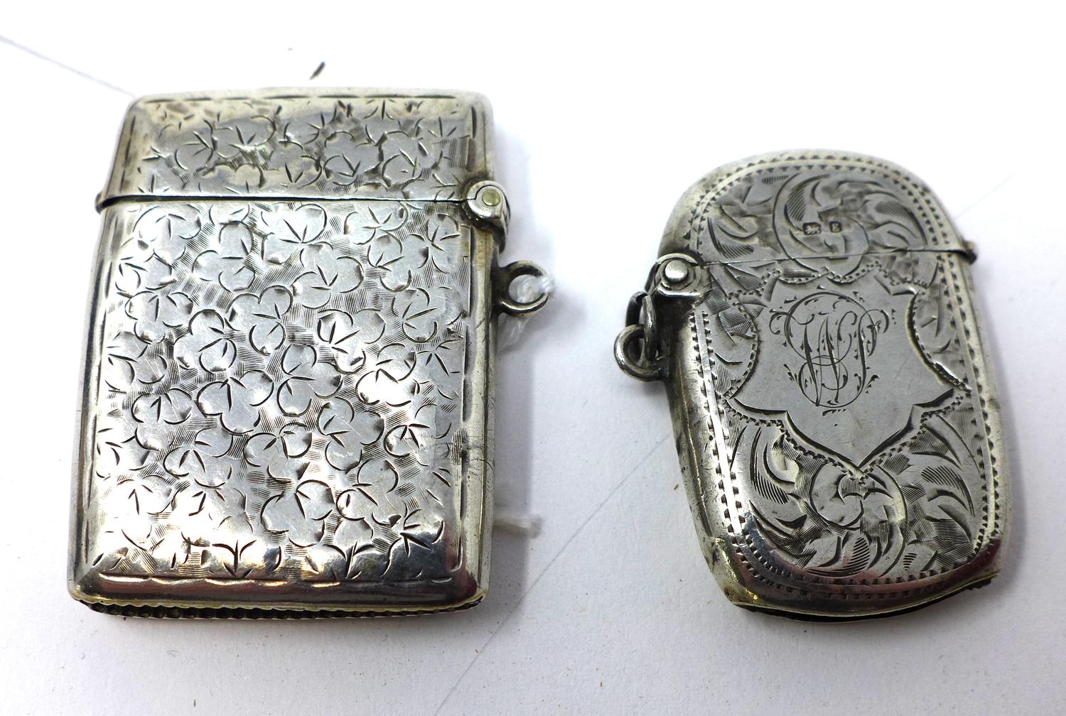 Two 19th century silver vesta cases