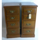 A pair of Victorian walnut pedestal chests of four drawers, H.90 W.39 D.50cm
