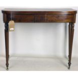 A 19th century mahogany fold over tea table, H.72 W.91 D.45cm