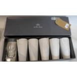 6 Mario Cioni, Italian hand-blown clear glass drinking glasses, H: 15.5cm, each bearing label and