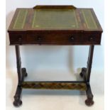 A Regency rosewood reading or artist's table with adjustable tooled leather inset slope, H.75 W.65