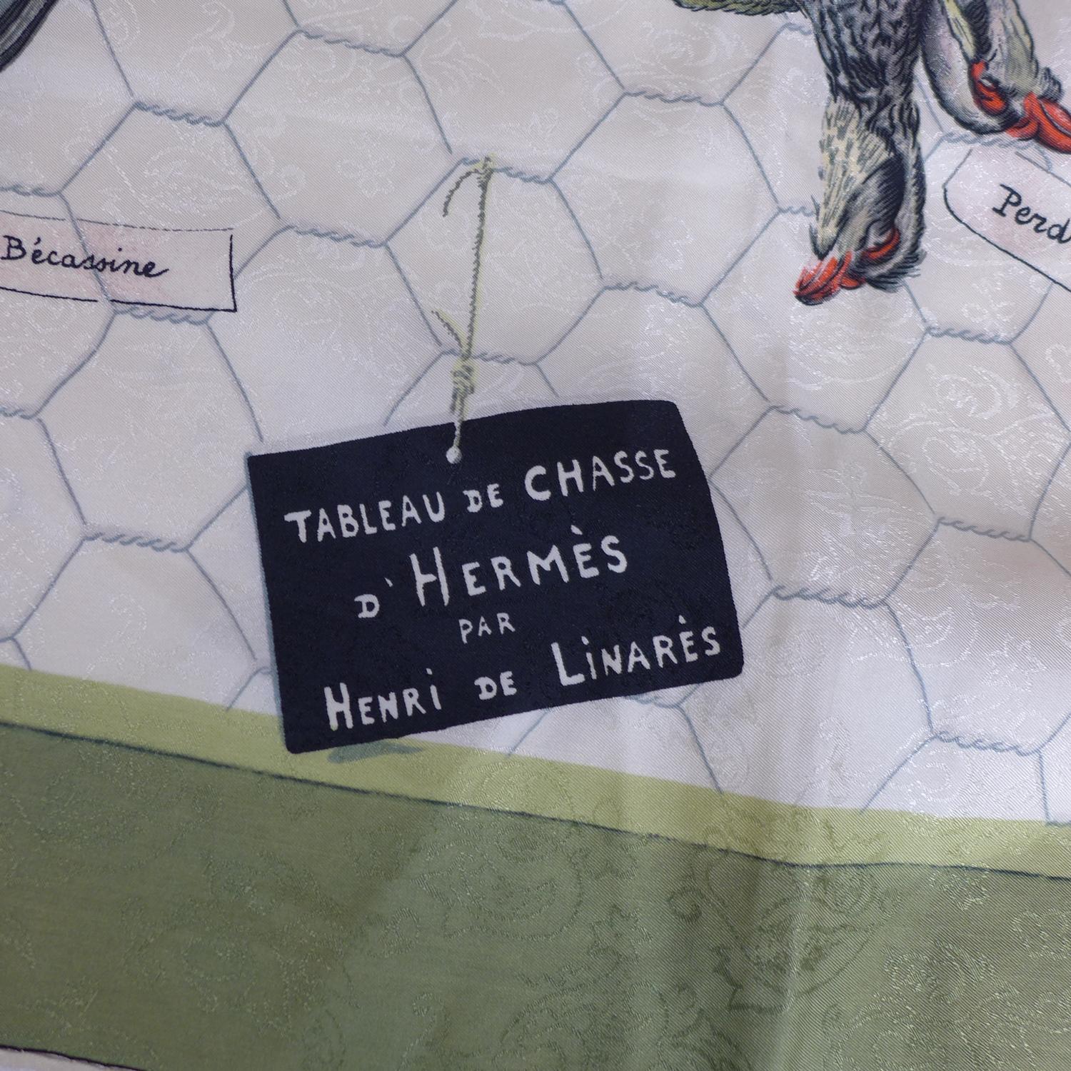 A vintage Hermes silk scarf in cream and green entitled 'Tableau De Chasse D'Hermes', Designer: - Image 2 of 2