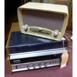 Withdrawn. A vintage Hitachi 311 record player, together with a vintage Ultra radio