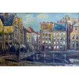 Arnold van Dalen (20th century Dutch school), 'Canal Scene Amsterdam', oil on canvas, signed lower