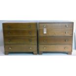 A pair of early 20th century oak chests of four drawers, H.74 W.76 D.46cm