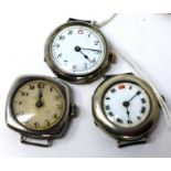 Three vintage silver watches