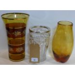 Three glass vases of varying size and form, H.28cm (largest) (3)