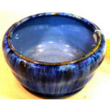 A blue glazed bowl by Slaymaker & Co, Covent Garden, H.12cm Diameter 23cm