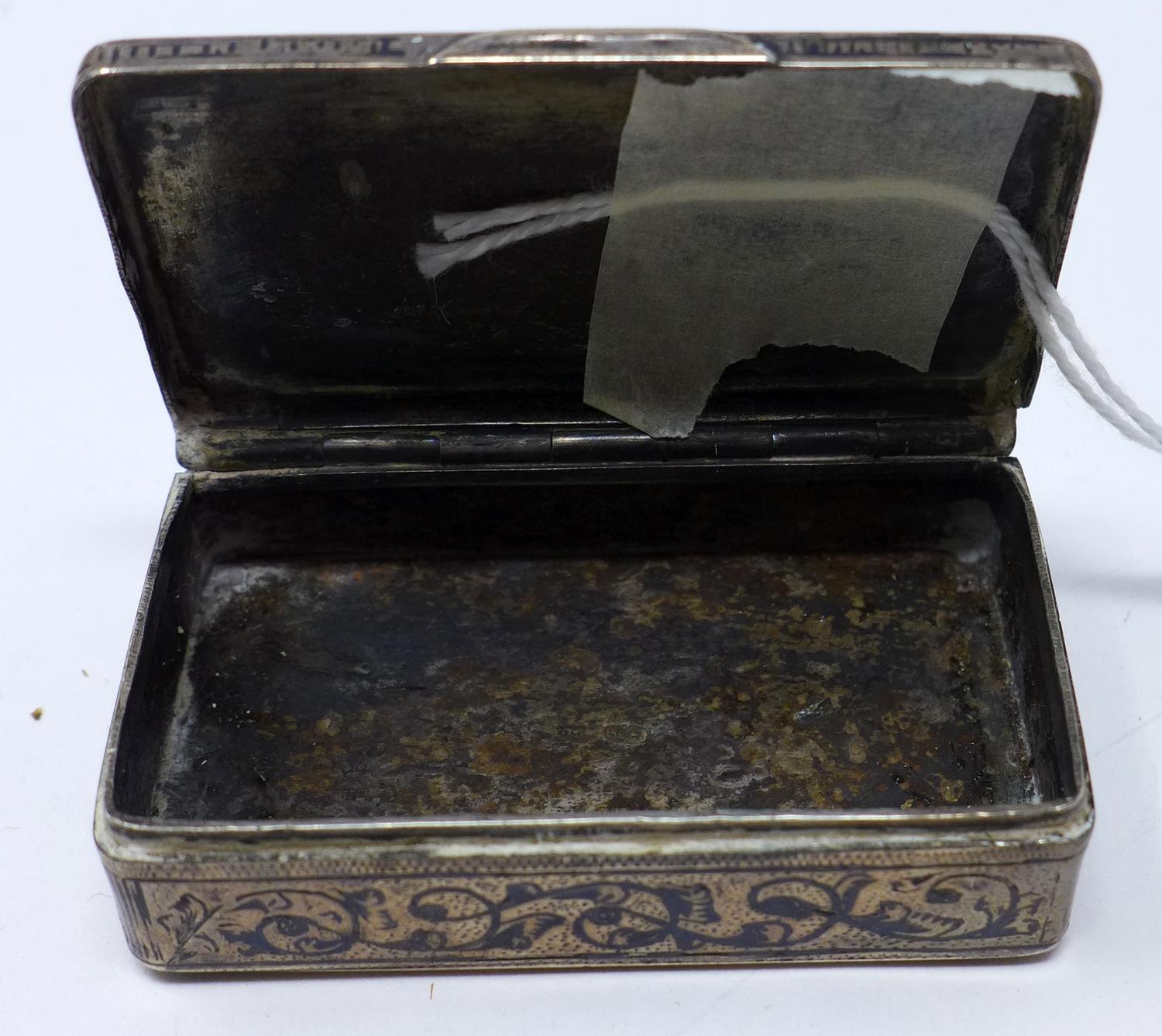 A 19th century Russian silver & Niello snuff box, H.2 W.6.5 D.4cm - Image 3 of 3