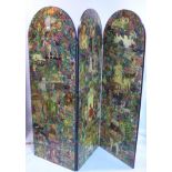 A Victorian style decoupage 3 fold dressing screen, 171 x 180cm