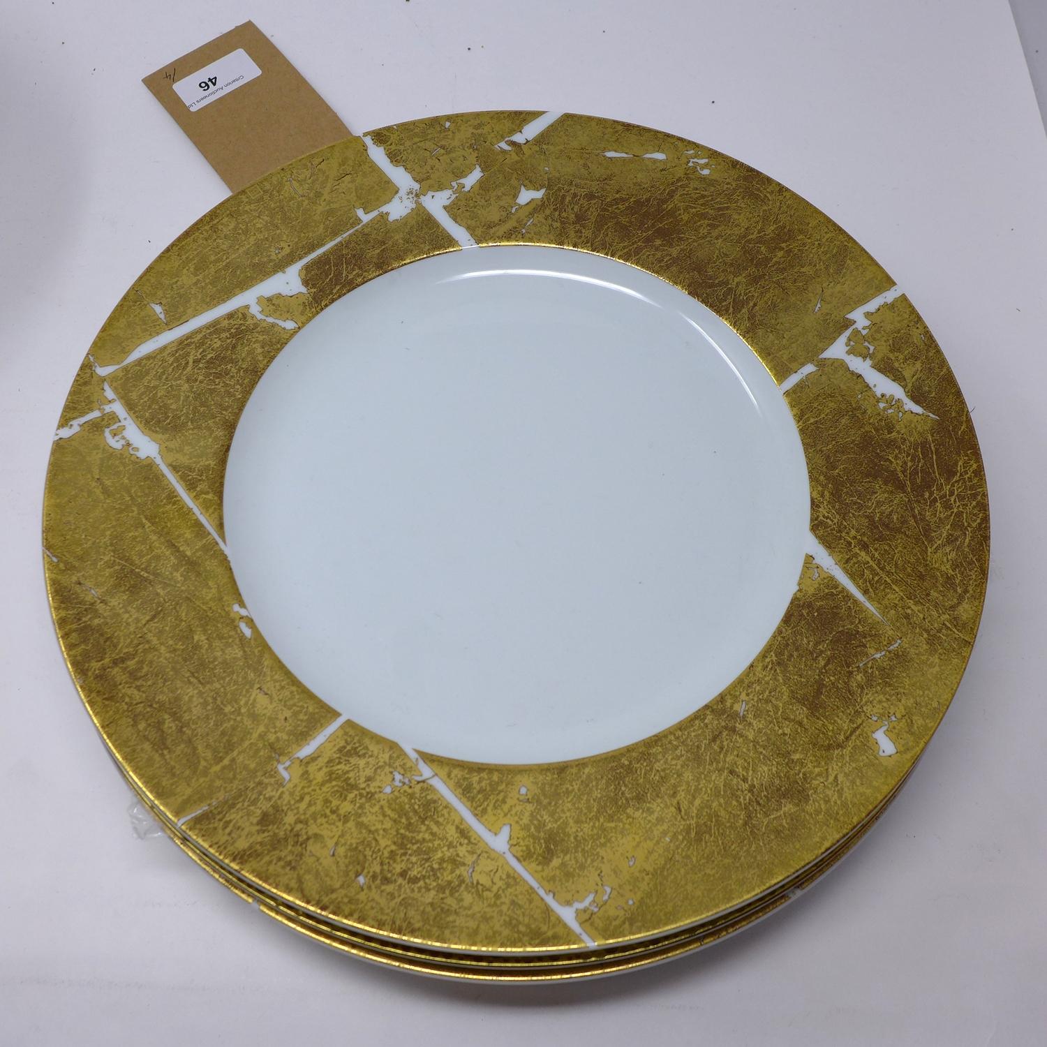 Bernaudaud, France, 4 large porcelain dinner plates in gold and white, various designs, dia: 32cm - Image 2 of 3