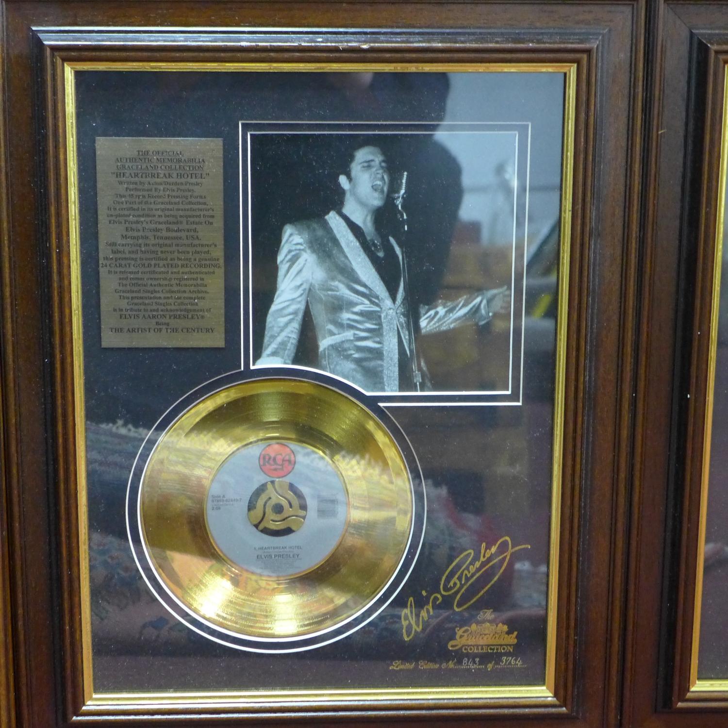 Four framed Elvis Presley records, from the 24 carat gold plated Graceland Collection, to include ' - Image 2 of 2