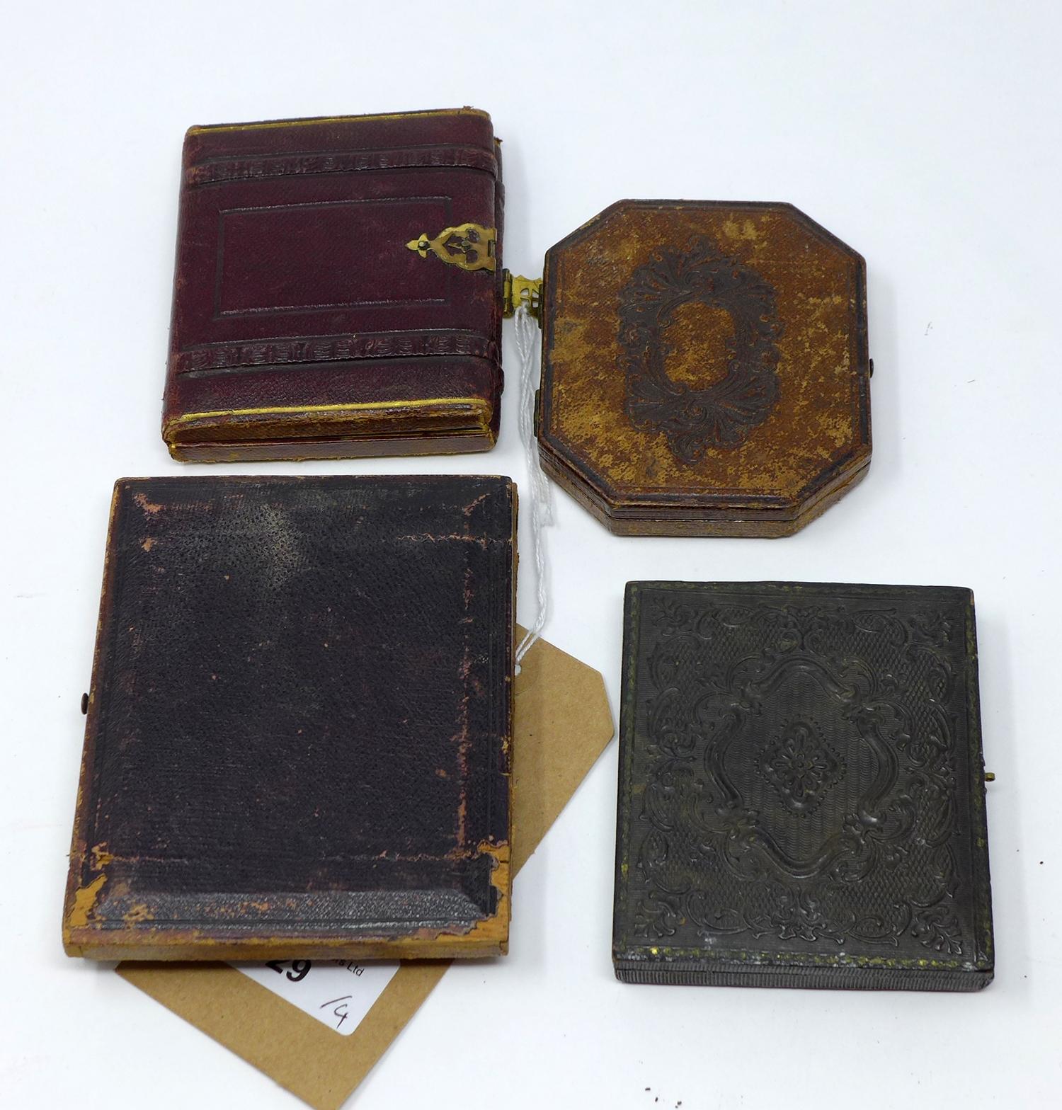 Four Victorian daguerreotypes in leather cases