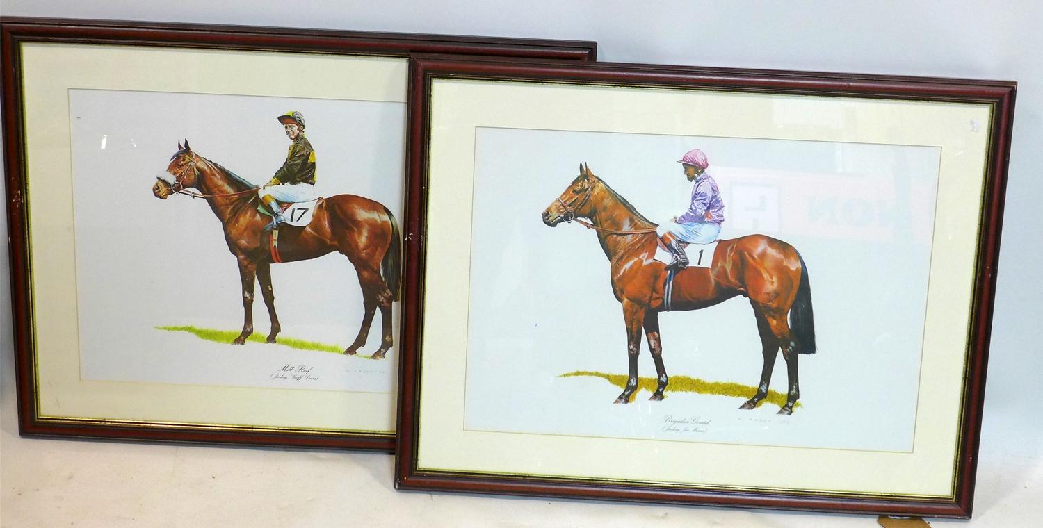 After G. Keane, two horse racing prints, 'Mill Reef (Jockey: Geoff Lewis)' and 'Brigardier Gerard (