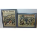 After Jose Arrúe Valle (Spanish, 1885-1977), two figural scenes, lithographs, framed and glazed,