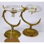A pair of Osler ormolu and etched glass candlesticks