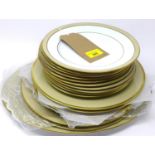 Legle Limoges: Beige, white and gold porcelain collection: 1 large oval platter, 2 very large dining