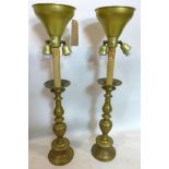 A pair of 20th century brass table lamps, H.84cm