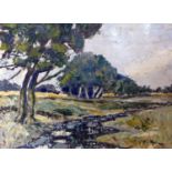 A 20th century landscape oil on canvas, initialled G.F, 29 x 40cm