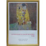 A printed exhibition poster for Gustav Klimt's The Kiss at Österreichische Galerie Belvedere,