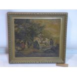 After George Morland, The Benevolent Horseman, oil on canvas, in giltwood frame, 39 x 44cm