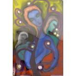 WITHDRAWN- Vasilieva, abstract study of three ladies by a tree, oil on paper, signed l