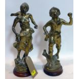 A pair of brass figures, H.40cm