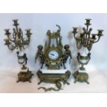 A Brevettato Imperial Clock and Candelabra Set in gilt metal and marble