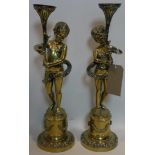 A pair of gilt metal figures, H.60cm
