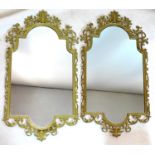 A pair of French gilt metal mirrors, 96 x 48cm