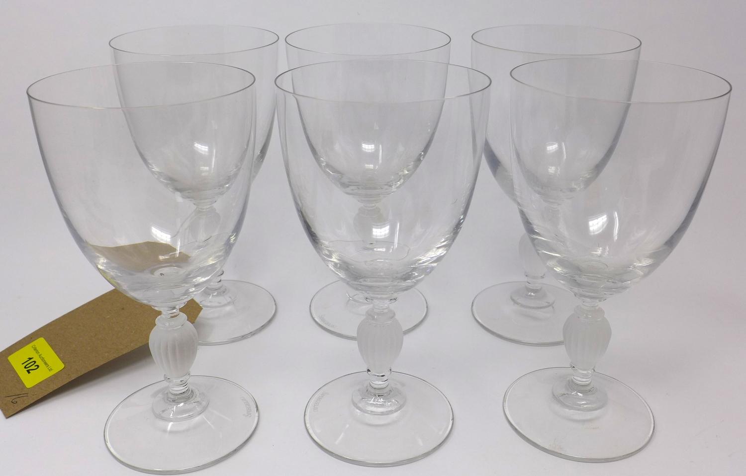 A set of six Spiegelau crystal wine glasses