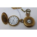 A Waltham USA gold plated full hunter pocket watch, 17 jewel movement, with Dennison Moon case,