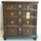 An 18th century oak chest of four graduating drawers, H.75 W.69 D.47cm