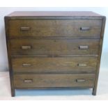 An Art Deco oak chest of four drawers, H.92 W.98 D.50cm