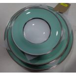 Legle Limoges: turquoise and platinum porcelain collection - 1 very large dinner plate, 1 large