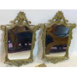 A pair of gilt metal mirrors, 60 x 42cm