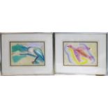 Two 20th century pastel studies of birds, unsigned, 29 x 41cm