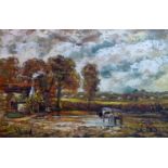 After John Constable oil on canvas of the Haywain, signed, 60 x 90cm