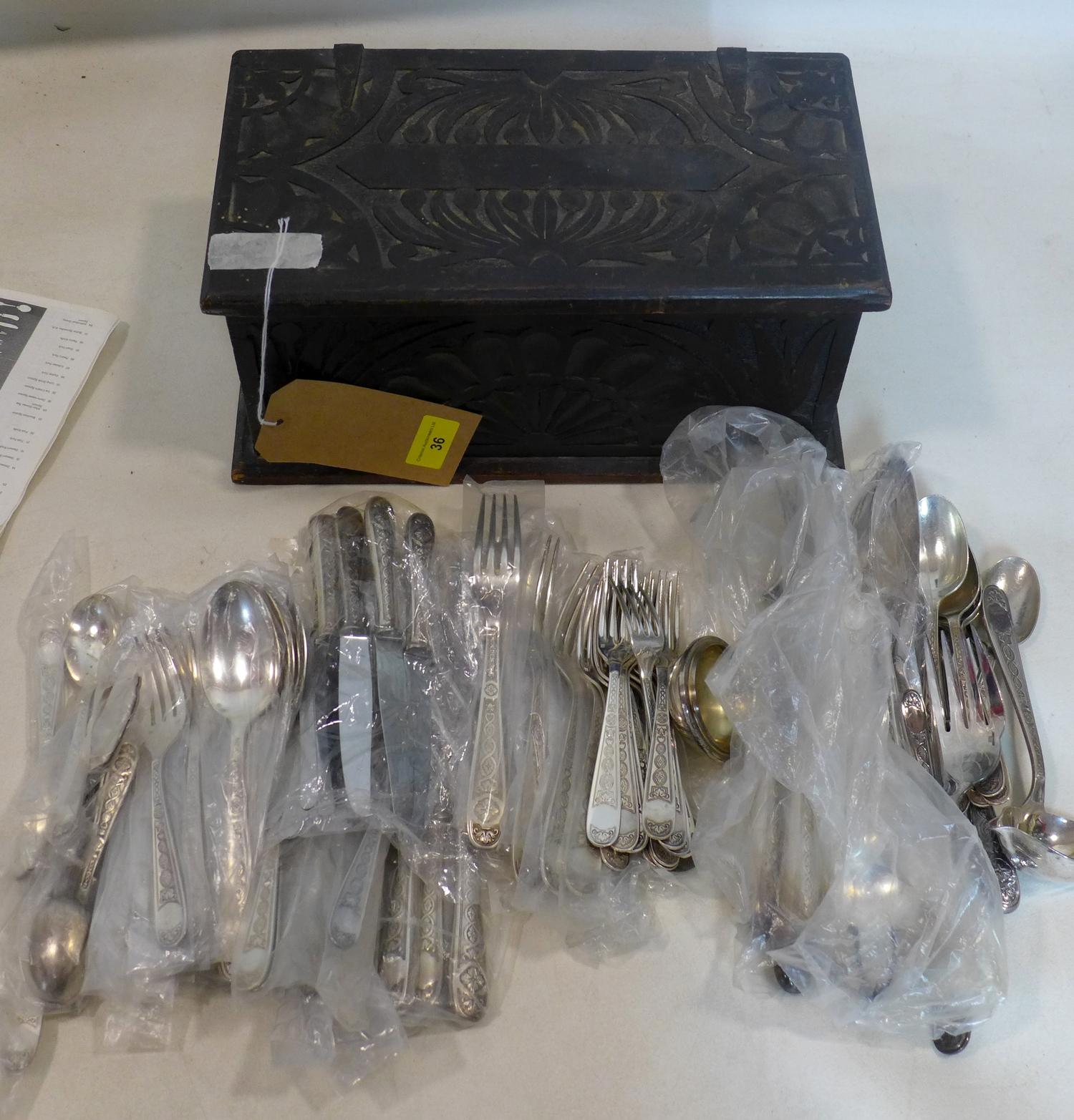 A collection of Christofle silver plated flatware, to include knives, forks, serving spoons etc.,