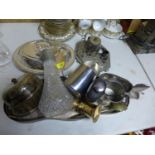 A collection of silver plated items to include a desk stand