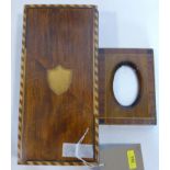 An inlaid mahogany jewellery box and picture frame