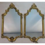A pair of 18th century style gilt wood pier mirrors, 98 x 51cm