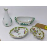 Three Herend porcelain dishes and a Herend vase