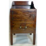 A Georgian inlaid mahogany bedside table, H.96 W.48 D.48cm