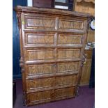 A late 19th century Continental flame mahogany tallboy chest of six drawers, H.148 W.106 D.58cm