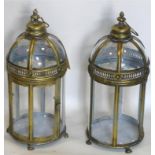 A set of four gilt metal storm lanterns, H.49cm