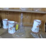 Three Alfred Meakin Ltd jugs of graduating size, H.22cm, together with 6 pressed glass side