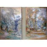 James McIntyre (Late 19th century British), two watercolours of woodland scenes, one of Burnham