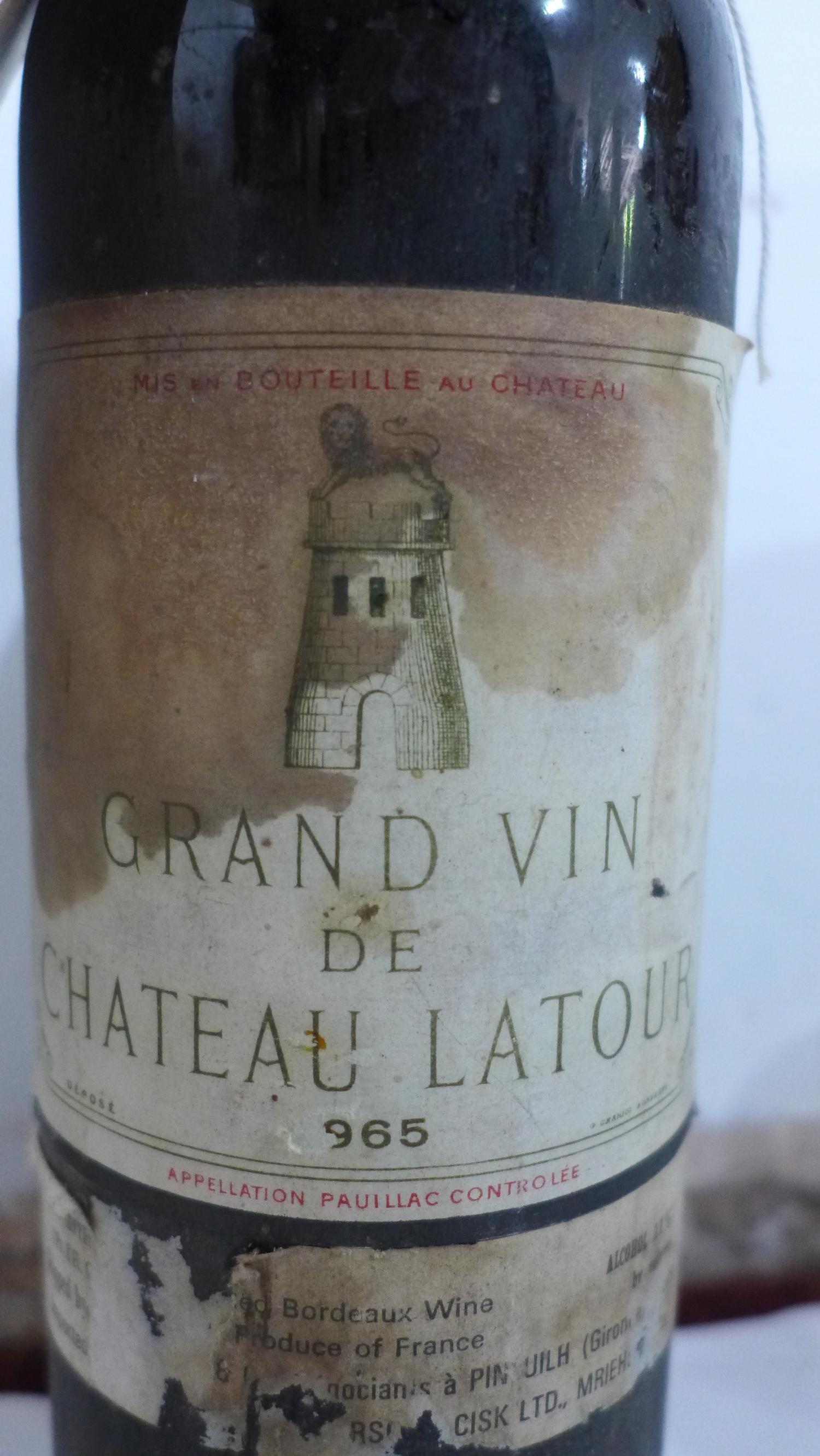 Grand Vin de Chateau Latour, 1965, Premier Grand Cru Classé, Pauillac, 1 bottle - Image 2 of 3