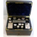 A mid 19th century brass bound coromandel wood vanity box by Asprey, with fully fitted interior
